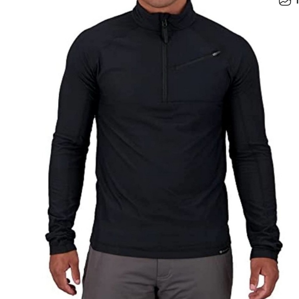 Obermeyer Flex Baselayer Top Mens Black Lightweight 1/4 Zip Stretch Long Sleeve